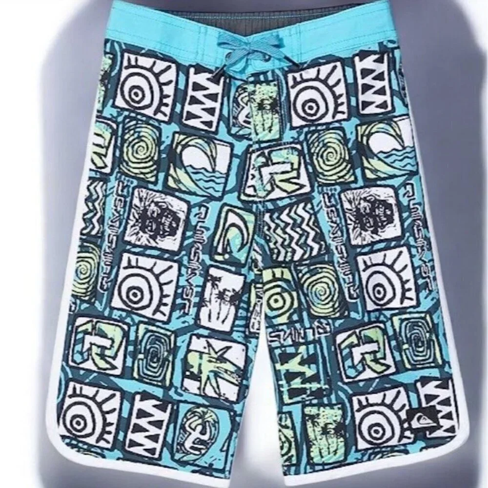 Quiksilver Boys Youth Everyday Scallop 17 Boardshorts Big Kids Blue NEW 30/16 XL